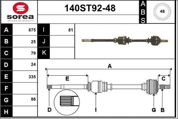 STARTCAR 140ST92-48 - Приводной вал autospares.lv