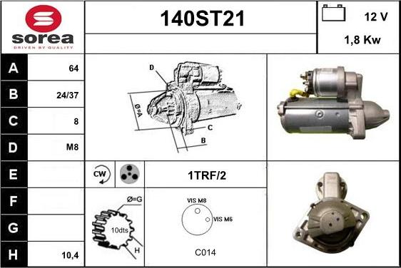 STARTCAR 140ST21 - Стартер autospares.lv