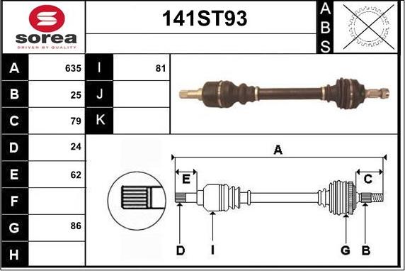 STARTCAR 141ST93 - Приводной вал autospares.lv