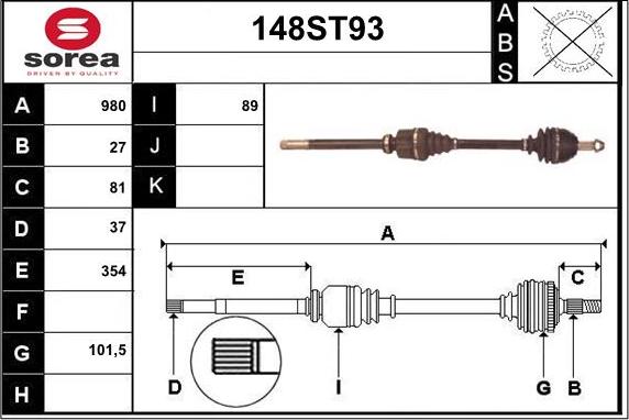 STARTCAR 148ST93 - Приводной вал autospares.lv