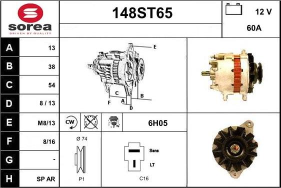 STARTCAR 148ST65 - Генератор autospares.lv