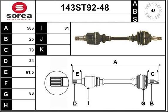 STARTCAR 143ST92-48 - Приводной вал autospares.lv