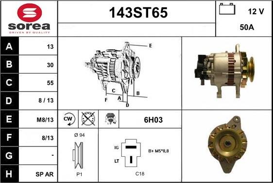 STARTCAR 143ST65 - Генератор autospares.lv