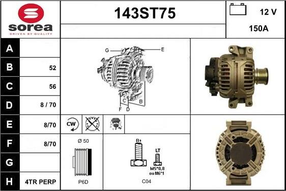 STARTCAR 143ST75 - Генератор autospares.lv