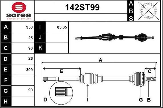 STARTCAR 142ST99 - Приводной вал autospares.lv