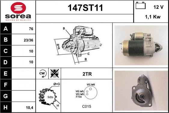 STARTCAR 147ST11 - Стартер autospares.lv