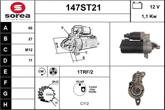 STARTCAR 147ST21 - Стартер autospares.lv