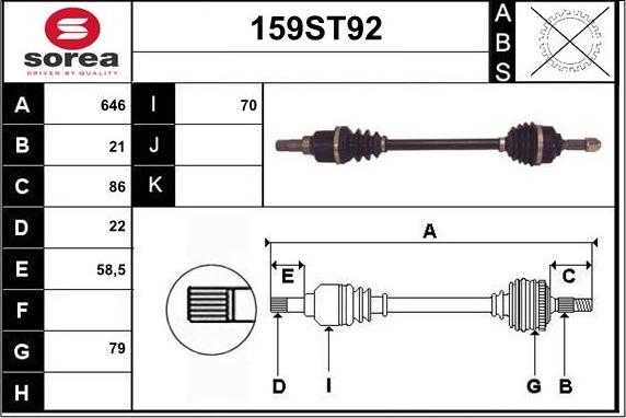 STARTCAR 159ST92 - Приводной вал autospares.lv