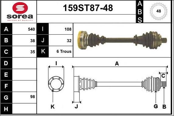 STARTCAR 159ST87-48 - Приводной вал autospares.lv