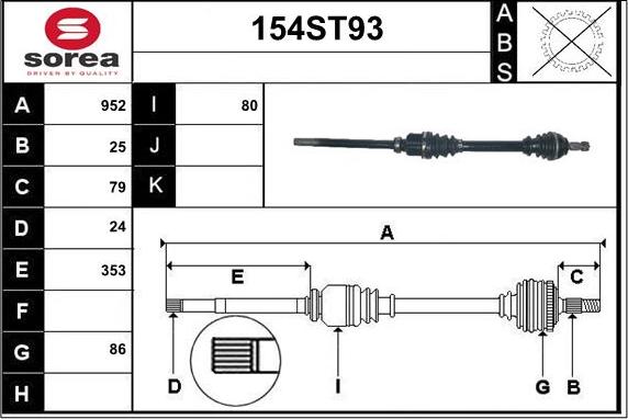 STARTCAR 154ST93 - Приводной вал autospares.lv