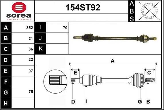 STARTCAR 154ST92 - Приводной вал autospares.lv