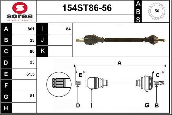 STARTCAR 154ST86-56 - Приводной вал autospares.lv