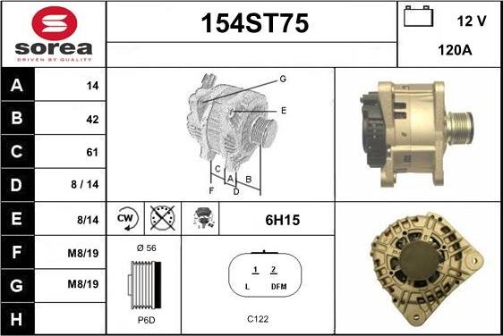 STARTCAR 154ST75 - Генератор autospares.lv