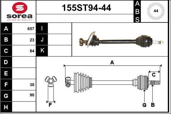 STARTCAR 155ST94-44 - Приводной вал autospares.lv