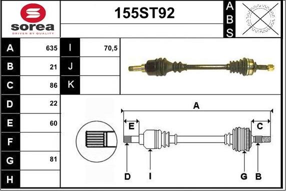 STARTCAR 155ST92 - Приводной вал autospares.lv