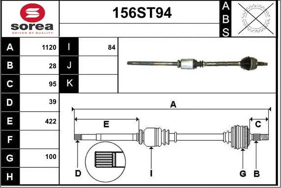 STARTCAR 156ST94 - Приводной вал autospares.lv