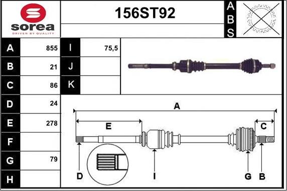 STARTCAR 156ST92 - Приводной вал autospares.lv