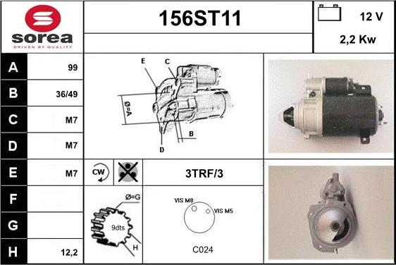 STARTCAR 156ST11 - Стартер autospares.lv