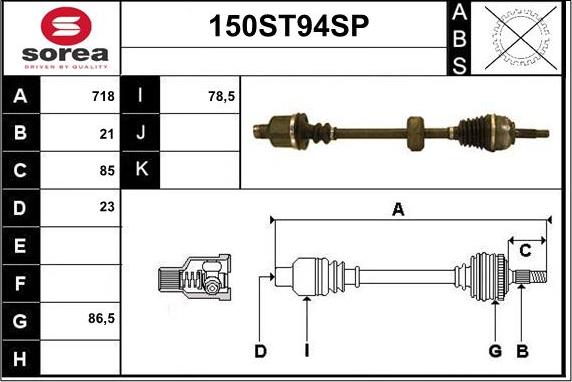 STARTCAR 150ST94SP - Приводной вал autospares.lv