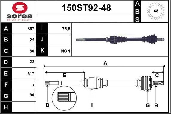 STARTCAR 150ST92-48 - Приводной вал autospares.lv