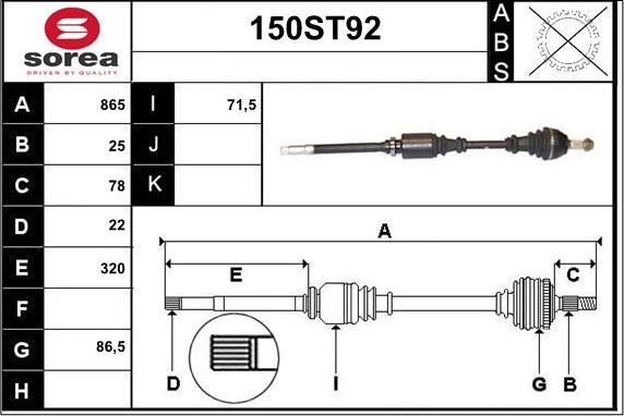 STARTCAR 150ST92 - Приводной вал autospares.lv