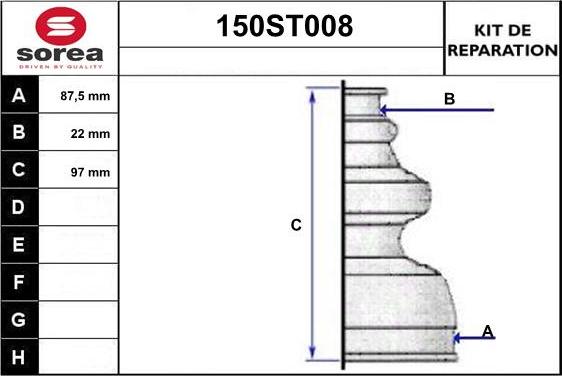 STARTCAR 150ST008 - Пыльник, приводной вал autospares.lv