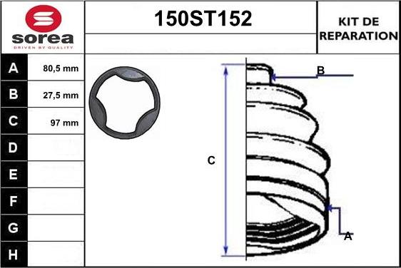 STARTCAR 150ST152 - Пыльник, приводной вал autospares.lv