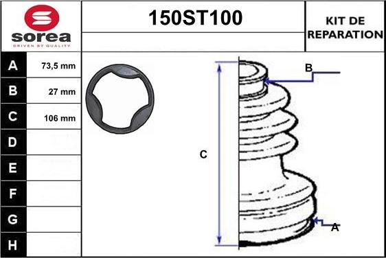 STARTCAR 150ST100 - Пыльник, приводной вал autospares.lv