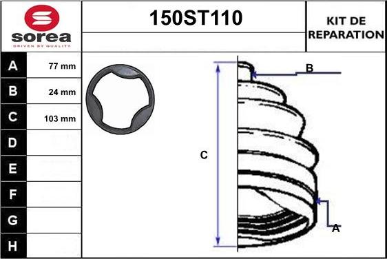 STARTCAR 150ST110 - Пыльник, приводной вал autospares.lv