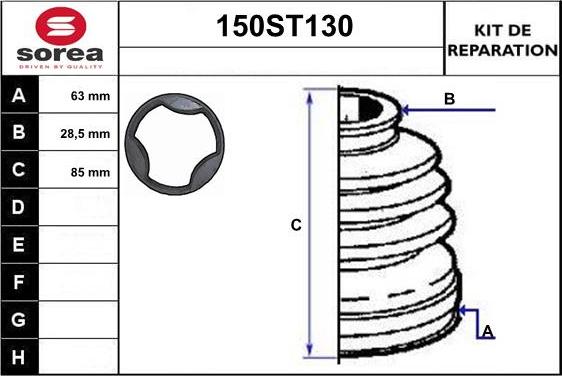 STARTCAR 150ST130 - Пыльник, приводной вал autospares.lv