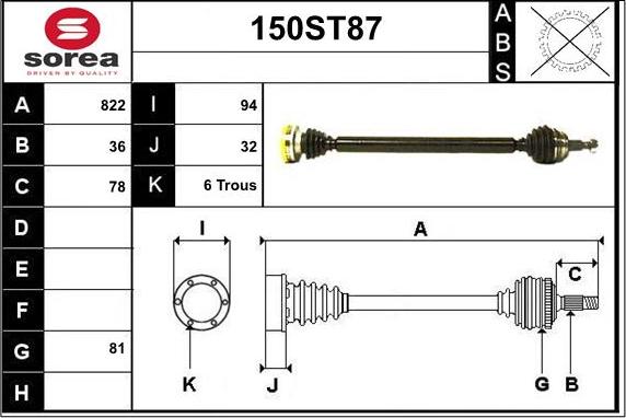 STARTCAR 150ST87 - Приводной вал autospares.lv