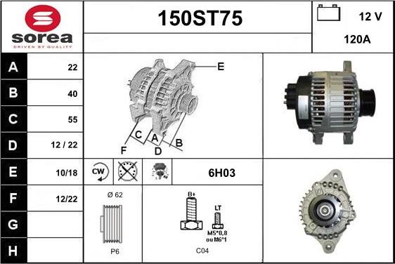 STARTCAR 150ST75 - Генератор autospares.lv