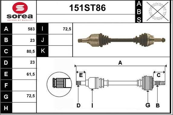 STARTCAR 151ST86 - Приводной вал autospares.lv