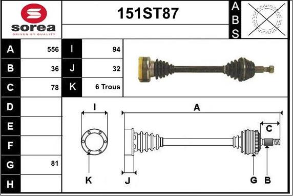 STARTCAR 151ST87 - Приводной вал autospares.lv