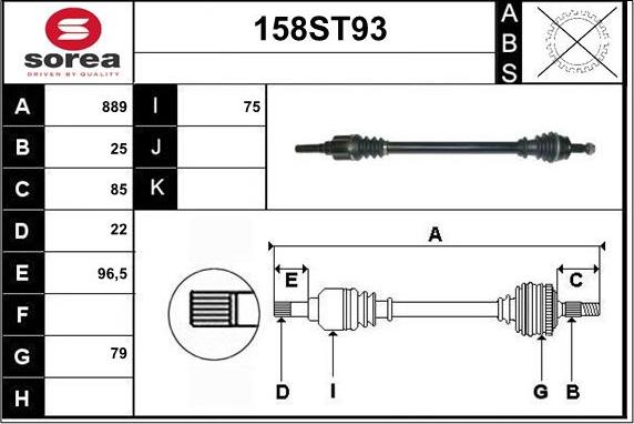 STARTCAR 158ST93 - Приводной вал autospares.lv