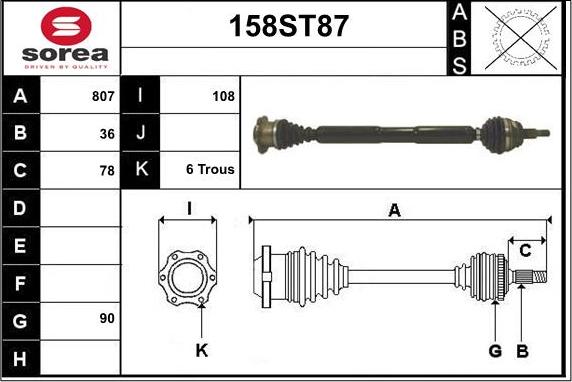 STARTCAR 158ST87 - Приводной вал autospares.lv