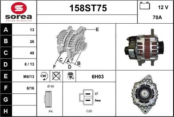 STARTCAR 158ST75 - Генератор autospares.lv