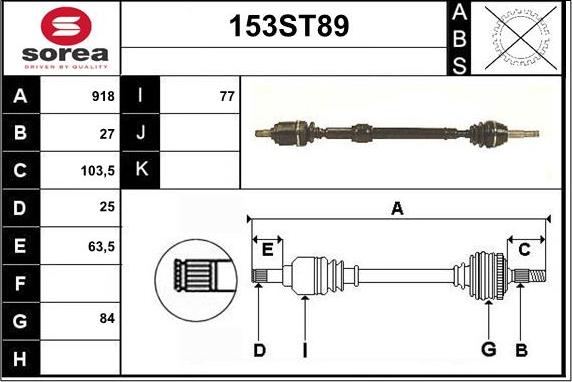 STARTCAR 153ST89 - Приводной вал autospares.lv