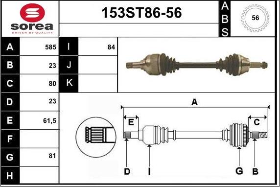 STARTCAR 153ST86-56 - Приводной вал autospares.lv