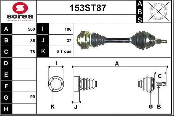 STARTCAR 153ST87 - Приводной вал autospares.lv