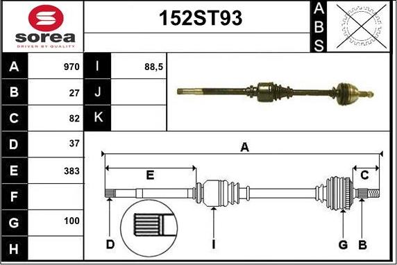 STARTCAR 152ST93 - Приводной вал autospares.lv