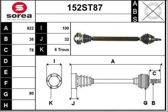 STARTCAR 152ST87 - Приводной вал autospares.lv