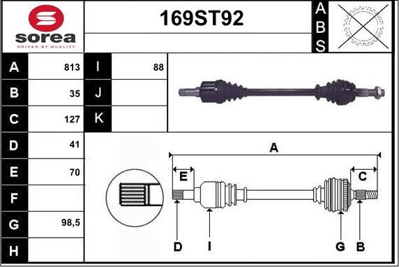 STARTCAR 169ST92 - Приводной вал autospares.lv