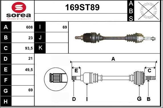 STARTCAR 169ST89 - Приводной вал autospares.lv