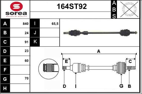 STARTCAR 164ST92 - Приводной вал autospares.lv