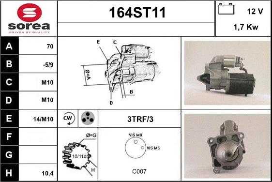 STARTCAR 164ST11 - Стартер autospares.lv