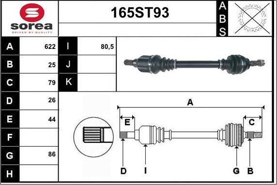 STARTCAR 165ST93 - Приводной вал autospares.lv