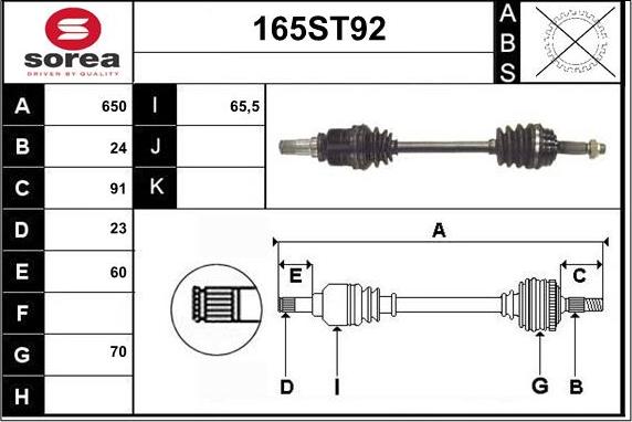 STARTCAR 165ST92 - Приводной вал autospares.lv