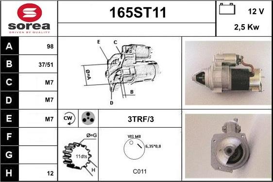 STARTCAR 165ST11 - Стартер autospares.lv