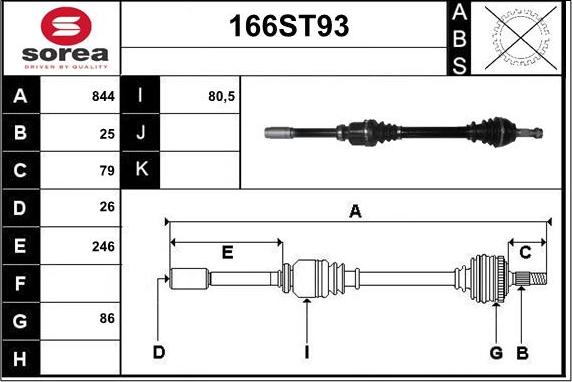 STARTCAR 166ST93 - Приводной вал autospares.lv